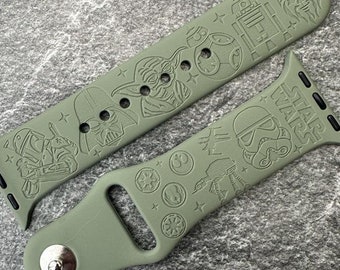 SW Engraved Strap for Apple Watch / Fits All Apple Watches / Available in 16 Colours