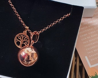 Chiming Pregnancy Bola Necklace - Rose Gold -Tree of Life - Harmony Angel Calling - Baby Shower Gift - Maternity - New Mum - Jewellery