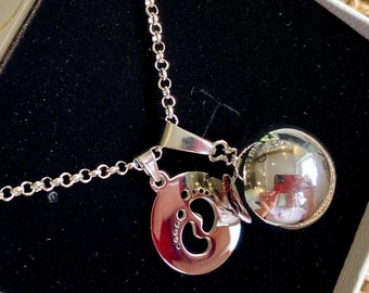 Silver Chiming Bola Necklace - Foot Charm - Harmony Angel Calling - Baby Shower Gift - Maternity - New Mum - Jewellery -Pregnancy Bola
