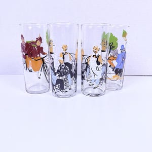 Vintage Set Of 4 Libbey Tom Collins High Ball Barware Glasses 1960s MCM