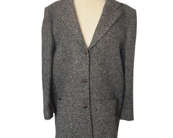 Ann Taylor Giuseppe Wolle Blazer 8 Grau Herringbone Konfetti Tweed Vintage