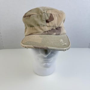 Vintage US Military Desert Camo Combat Cap | Size Medium Tactical Patrol Hat | Army Surplus 6-Color Chocolate Chip Camouflage