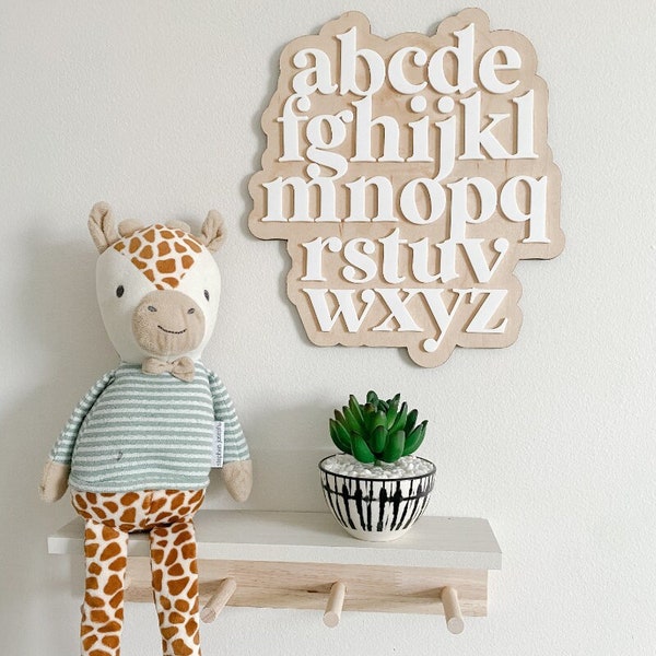 Layered Alphabet Sign | ABC Minimalist Sign | Nursery Wood Sign | Playroom Decor | Nursery Decor | Kids Room Decor | Kids Bedroom Decor