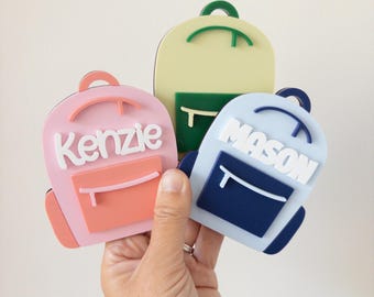 Backpack Tag Keychain | Custom Name Tag | Bookbag Tag | Kids Bag Tag | Back to School | Acrylic Kids Tag | Name Keychain | Kids Luggage Tag