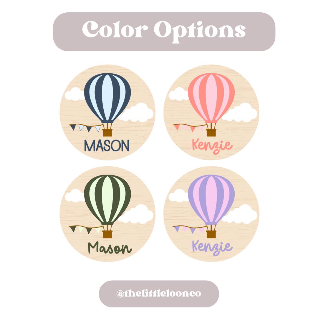 Hot Air Balloon Baby Birth Stat Sign | Birth Announcement Round ...