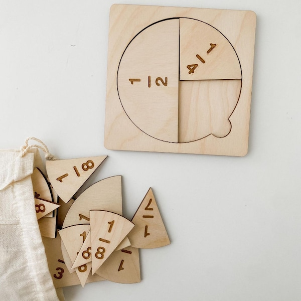 Montessori Fraction Kit | Understanding Fractions | Fraction Learning Kit | Wood Fraction Circle | Math Manipulative |