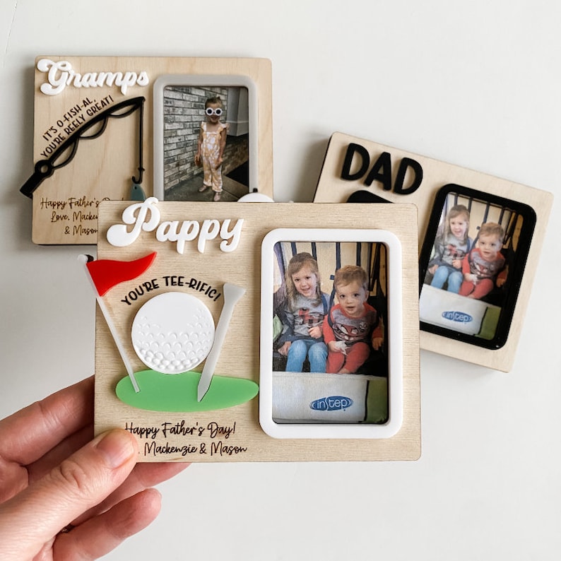 Father's Day Fridge Photo Magnet Father's Day Gift Gift for Dad Gift for Grandpa Photo Frame Photo Magnet Personalized Gift image 3