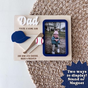 Imán para nevera con foto para el Día del Padre / Regalo para el Día del Padre con Béisbol / Regalo para Papá / Regalo para el Abuelo / Marco de fotos / Imán de fotos / Regalo personalizado