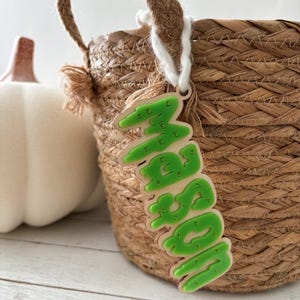 Personalized Halloween Name Tag | Boo Basket Tag | Monster Slime Name Tag | Halloween Basket | Trick or Treat Bag Tag | Kids Basket Tag