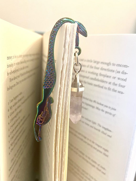 Mermaid Bookmark with Crystal / Amethyst, Rose Quartz, Clear Quartz, Green Aventurine, Obsidian