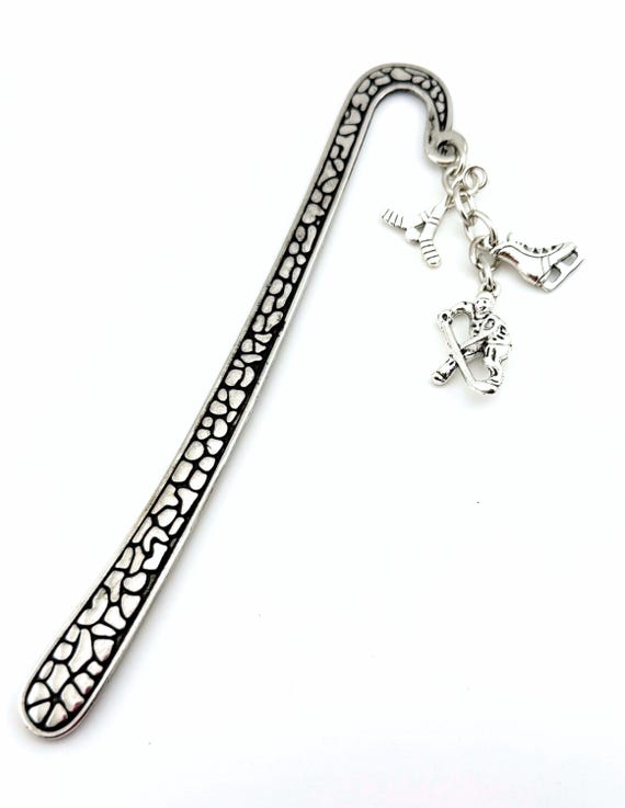 Silver Metal Book Hook Bookmark - Hockey Themed, Heated Rivalry