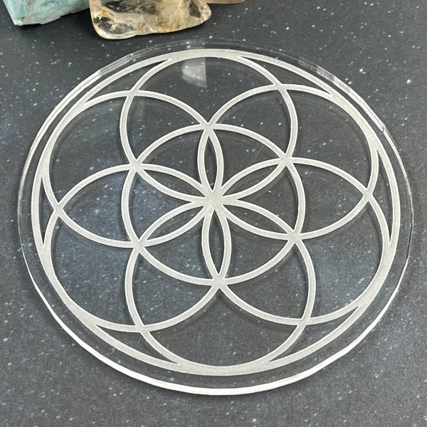 Seed Of Life Sacred Geometry Crystal Grid - Acrylique Découpe Au Laser