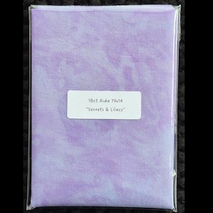 Tela AIDA de 18 unidades, 19 x 14, teñida a mano, &quot;Secrets & Lilacs&quot;, tela Aida, tela para punto de cruz, teñida a mano, violeta, lila