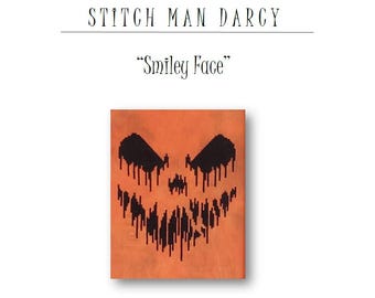 Smiley Face - Cross Stitch Pattern / Pumpkin Halloween Cross Stitch / Digital Download (PDF)