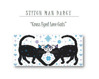Cross Eyed Love Cats - Cross Stitch Pattern / Cat Cross Stitch Pattern / Digital Download (PDF)