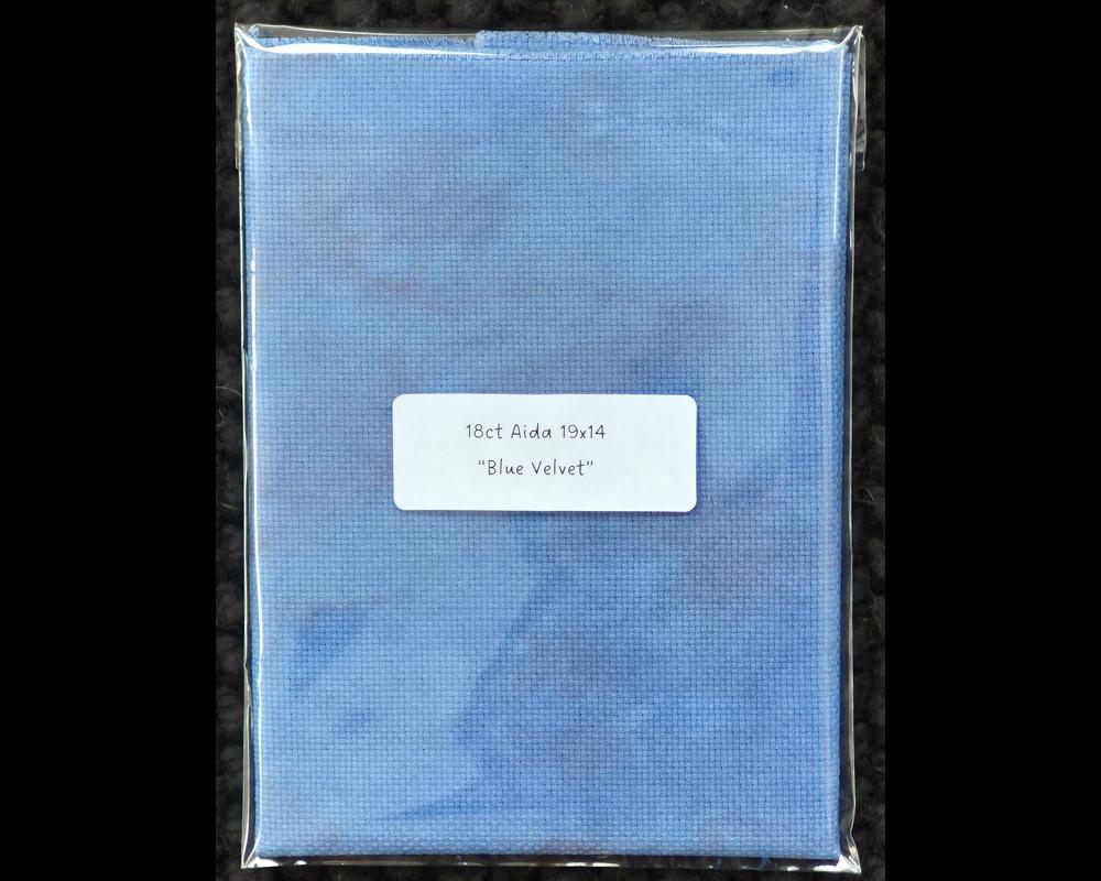 18 Count AIDA 19x14 Hand Dyed - "Blue Velvet" - Aida Cloth, Cross Stitch Fabric, Hand Dyed, Blue