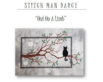 Out On A Limb - Cross Stitch Pattern / Winter Cat Cross Stitch Pattern / Digital Download (PDF)