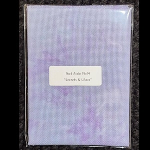 16 Count Aida Cloth: "Secrets & Lilacs" Purple Hand Dyed Cross Stitch Fabric (19x14)