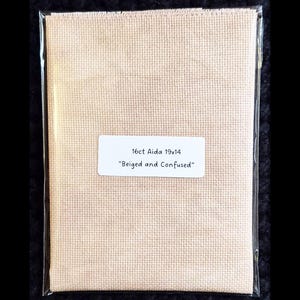 16枚セット AIDA 19x14 手染め - 「ベージュと混乱」 - アイーダ布、クロスステッチ生地、手染め、ベージュ、タン