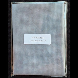 18 Count Aida Cloth: "Grey Expectations" Hand Dyed Cross Stitch Fabric (19x14)