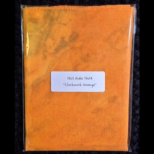 18 Count Aida Cloth: "Clockwork Orange" Hand Dyed Cross Stitch Fabric (19x14)