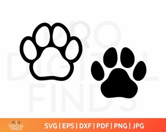 Paw SVG, Dog Paw Svg, Cat Paw Svg, Pet Paw svg, Animal paw svg, Silhouette or Cricut, PAW Print SVG Cut Files, Animal Paws Dxf, Paw Clipart