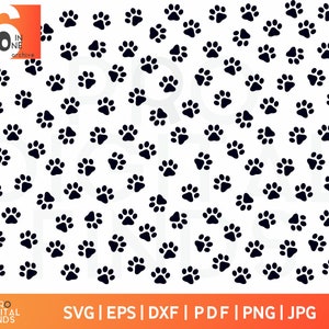 Paw patroon Svg, hond Paw achtergrond, Cat Paw Svg, huisdier Paw SVG, silhouet of Cricut, PAW Print SVG gesneden bestanden, afdrukbare patroon PNG