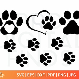 Paw SVG, Dog Paw Svg, Cat Paw Svg, Pet Paw svg, Animal paw svg, Silhouette or Cricut, PAW Print SVG Cut Files, Animal Paws Dxf, Paw Clipart