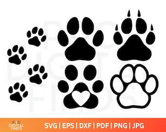 Paw SVG, Dog Paw Svg, Cat Paw Svg, Pet Paw svg, Animal paw svg, Silhouette or Cricut, PAW Print SVG Cut Files, Animal Paws Dxf, Paw Clipart