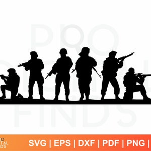 Military Theme Soldiers Silhouette SVG: Ideal for Scrapbooking and Vinyl Decals,  svg, png, eps, jpg and DXF files