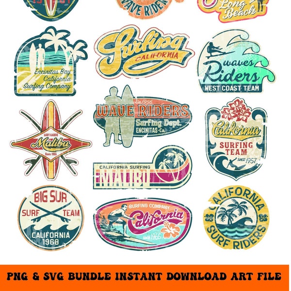 Vintage California Surf - Instant Digital Download - PNG & SVG