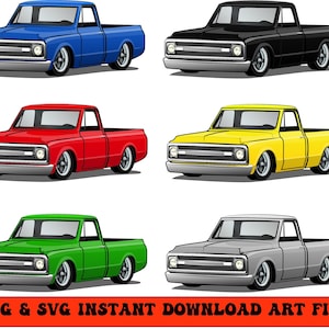Vintage Trucks Cartoon - Instant Digital Download - PNG & SVG
