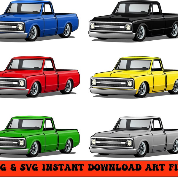 Vintage Trucks Cartoon - Instant Digital Download - PNG & SVG