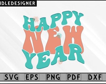 Happy New Year PNG Sublimation Design 2024 - Instant Download PNG SVG Pdf Dxf Eps