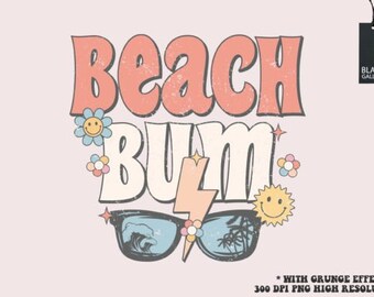 Beach Bum Retro PNG - Instant Download Art File