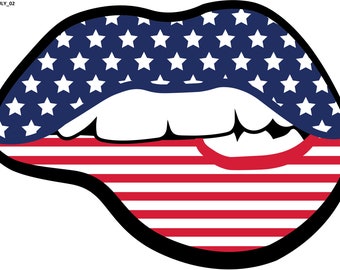 6 Inch Sticker Decal American Flag Lips Patriotic