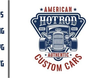 American Custom Car LOGO Hotrod Quotes Design PNG