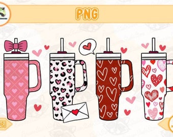 Retro Valentines Tumblers PNG - Instant Download