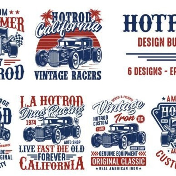 Hotrod Graphic Designs Bundle PNG EPS