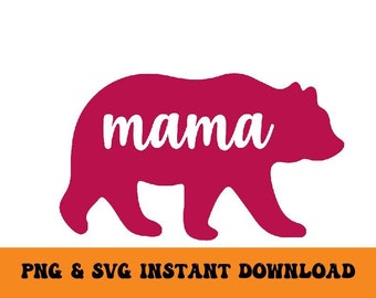 Mama Bear Pink Mother's day - PNG SVG Instant Art Download
