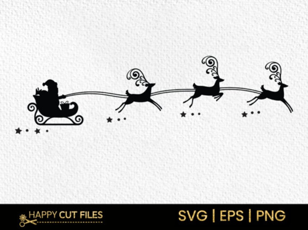 Santa Claus Riding a Sleigh Reindeer SVG - Instant Download - Etsy