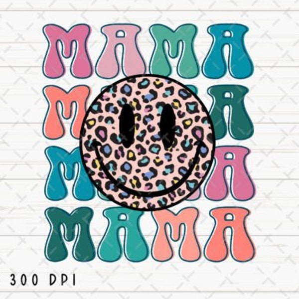 Mama Retro Smiley Face - PNG Instant Download