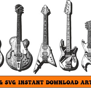 Gitaren Handgetekend - Instant Digitale Download - PNG & SVG