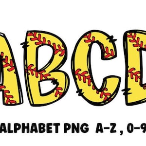 SoftBall Alphabet Doodle Schriftart - Sofortiger Download PNG