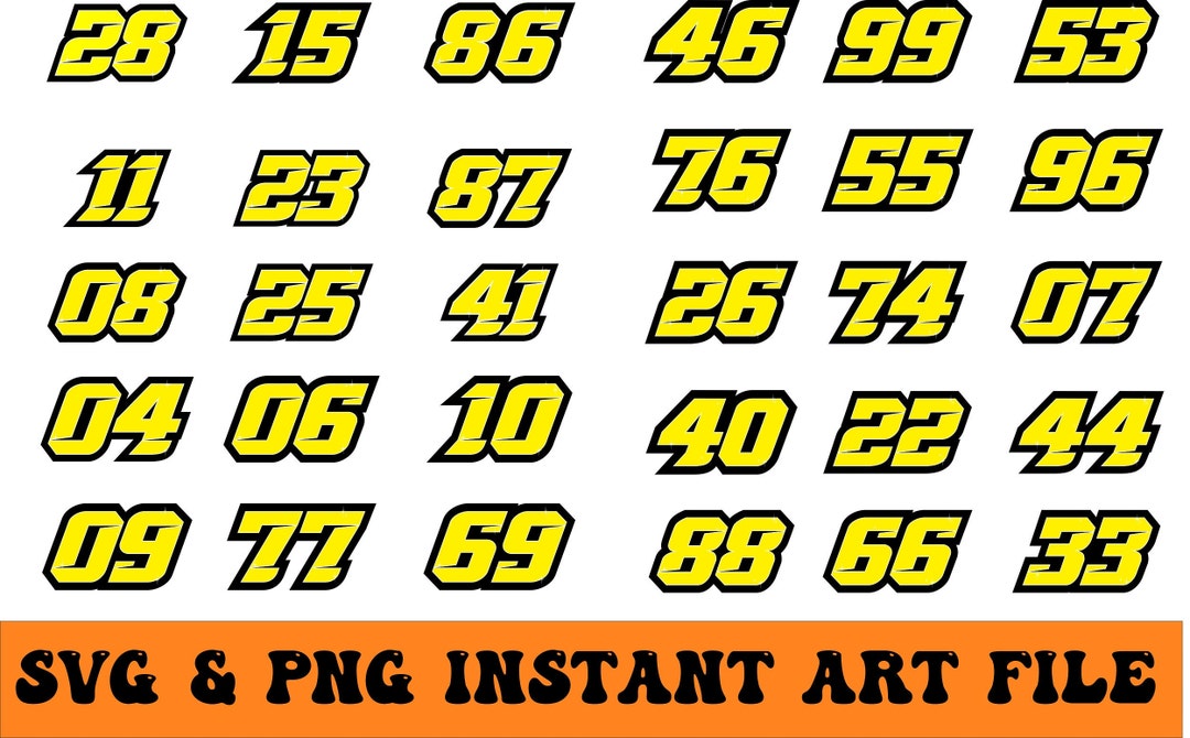 Racing Numbers Instant Digital Download PNG & SVG Etsy