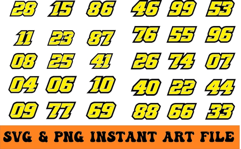 Racing Numbers - Instant Digital Download - PNG & SVG - Etsy