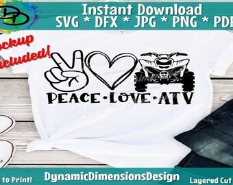 Peace Love ATV Design PNG SVG - Instant Download