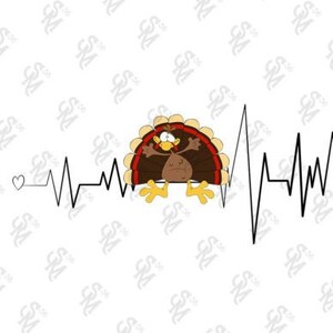 Heartbeat verpleegkundige Turkije Thanksgiving sublimatie ontwerp SVG PNG DXF Eps