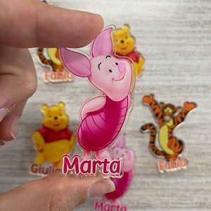 CALAMITA PERSONALIZZATA PIMPI winnie the pooh - compleanno, Battesimo, matrimonio, gadget, segnaposto, bomboniera