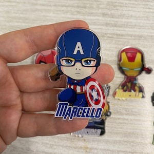 CALAMITA PERSONALIZZATA AVENGERS captain america  - compleanno, Battesimo, matrimonio, gadget, segnaposto, bomboniera